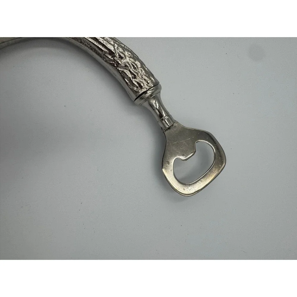 Silver Antler Handle‎ Bottle Opener Rustic Lodge Deer Horn Metal Bar Tool